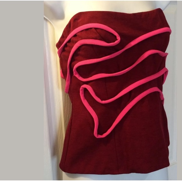 CAMILLA & MARC Valentina Bustier Strapless Tube Top Shirt Blouse Textured Knit - Picture 4 of 9